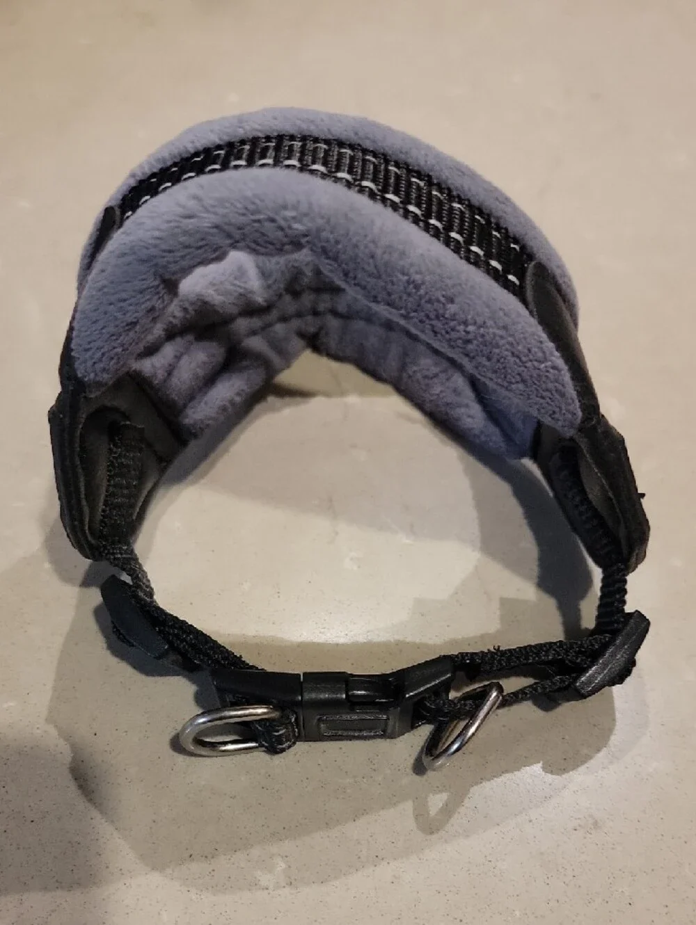 Dog Harness Plush/padded Grey with Black Sz S